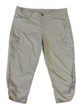 Eddie Bauer Tan Flat Front Stretch Capri Pants Size 12